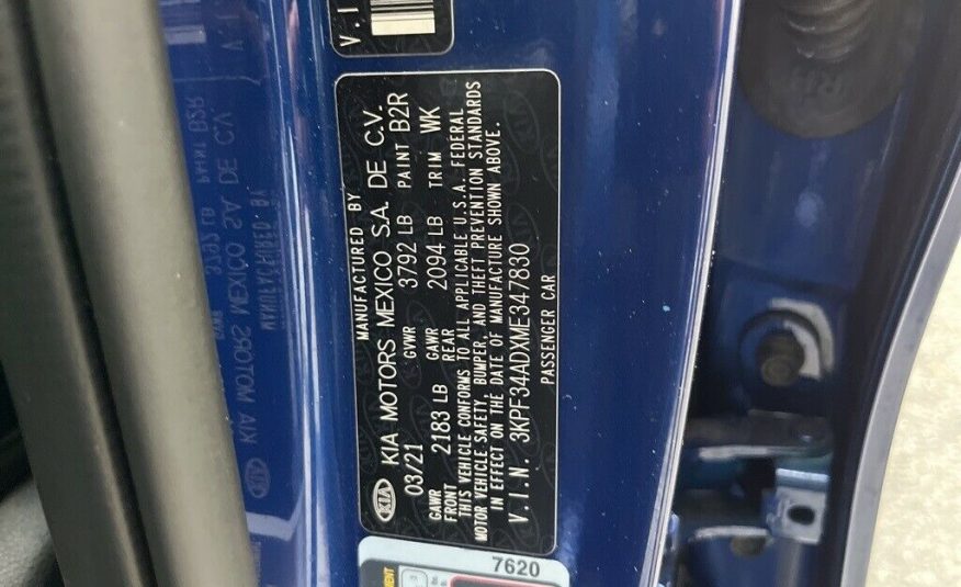 021 Kia Forte GT-Line 13700 Miles Deep Sea Blue 4D Sedan 2.0L 4-Cylinder MPI IV