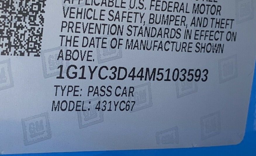 2021 Chevrolet Corvette Stingray 5635 Miles Rapid Blue 2D Convertible 6.2L V8 8-
