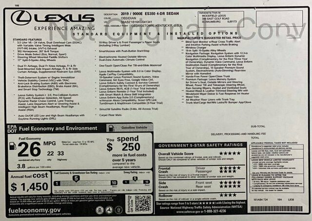 2019 Lexus ES 350 With Navigation