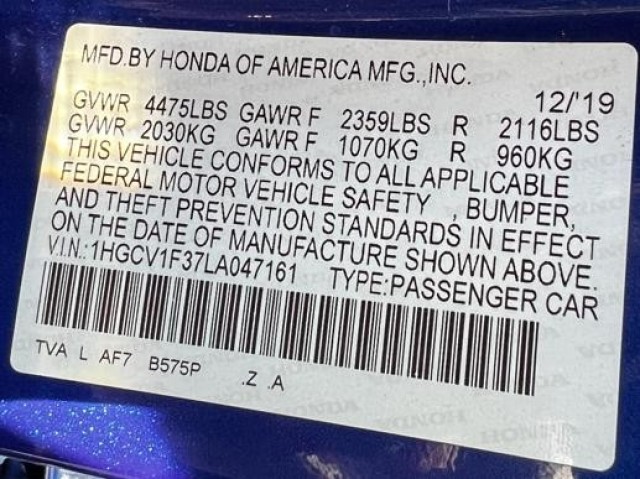 2020 Honda Accord Sedan Sport