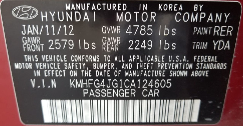 2012 Hyundai Azera 4dr Sedan