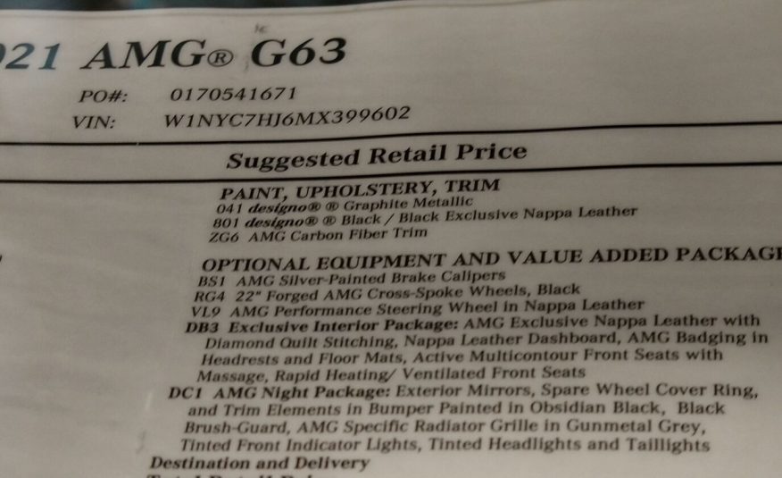 2021 Mercedes-Benz AMG G 63 4MATIC AMG G 63