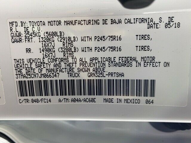 2018 Toyota Tacoma SR5 16923 Miles Super White 4D Double Cab 3.5L V6 PDI DOHC 24