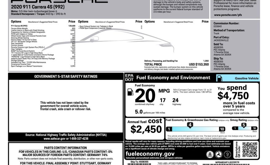 2020 Porsche 911 Carrera 4S